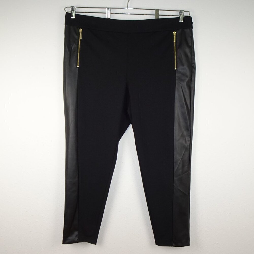 Michael Kors Leggings Pants Women's Plus Size 3X Black Faux Leather Trim